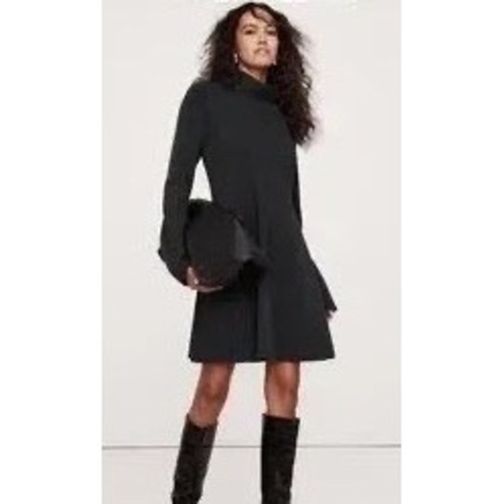 NEW Banana Republic Dark Gray‎ Extra Fine Merino Wool Fit & Flare Dress, Size S